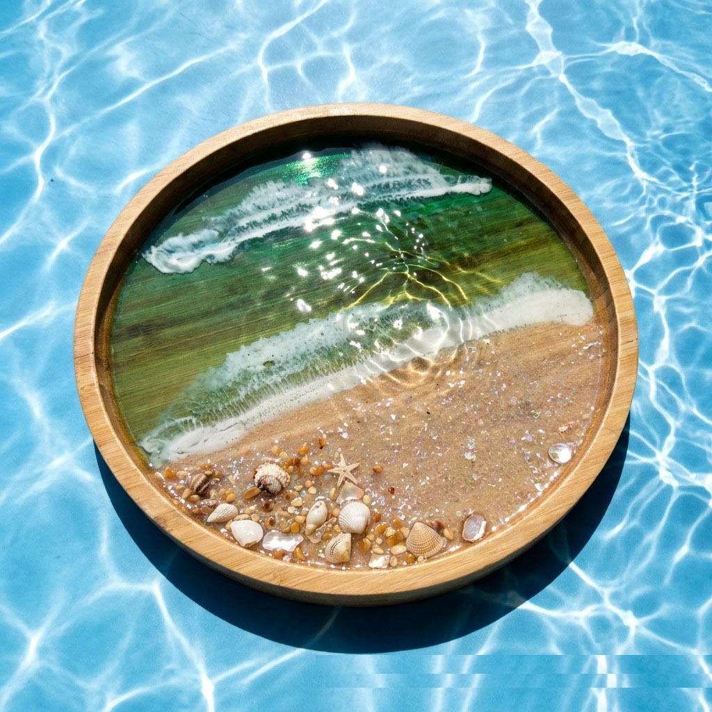 Wooden Serving Tray with Ocean – обзор и цена Resin Art Wooden Tray
