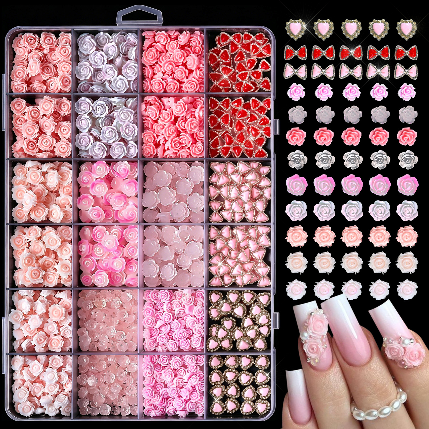 12grids Gradient Pink White Ro – обзор и цена Resin Art Rose Petals