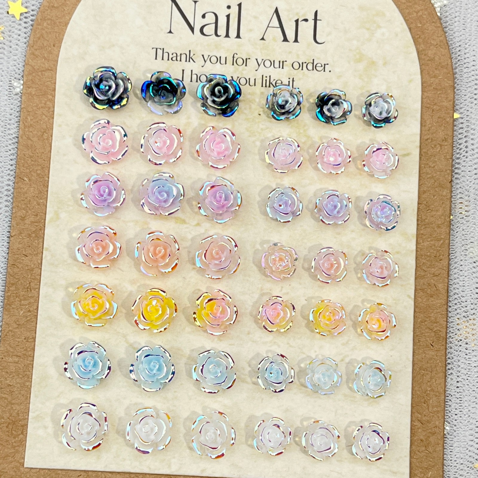 50PCS 7 Colors Of Aurora-Effec – обзор и цена Resin Art Rose Petals