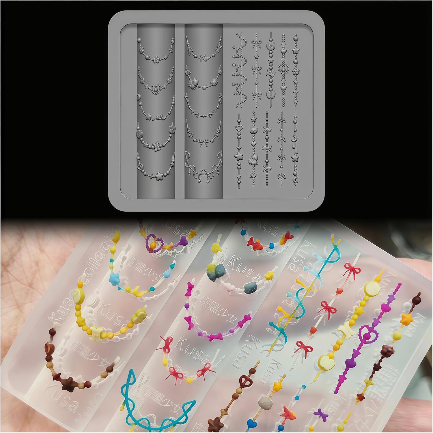 3D Bead Necklace Gel Nail Art  – обзор и цена Resin Art Template