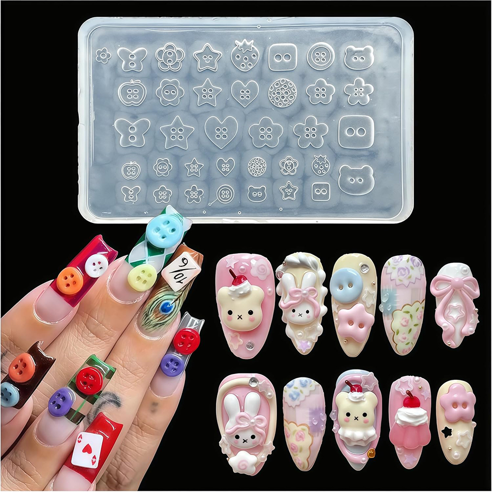 3D Buttons Nail Art Mold Silic – обзор и цена Resin Art Template