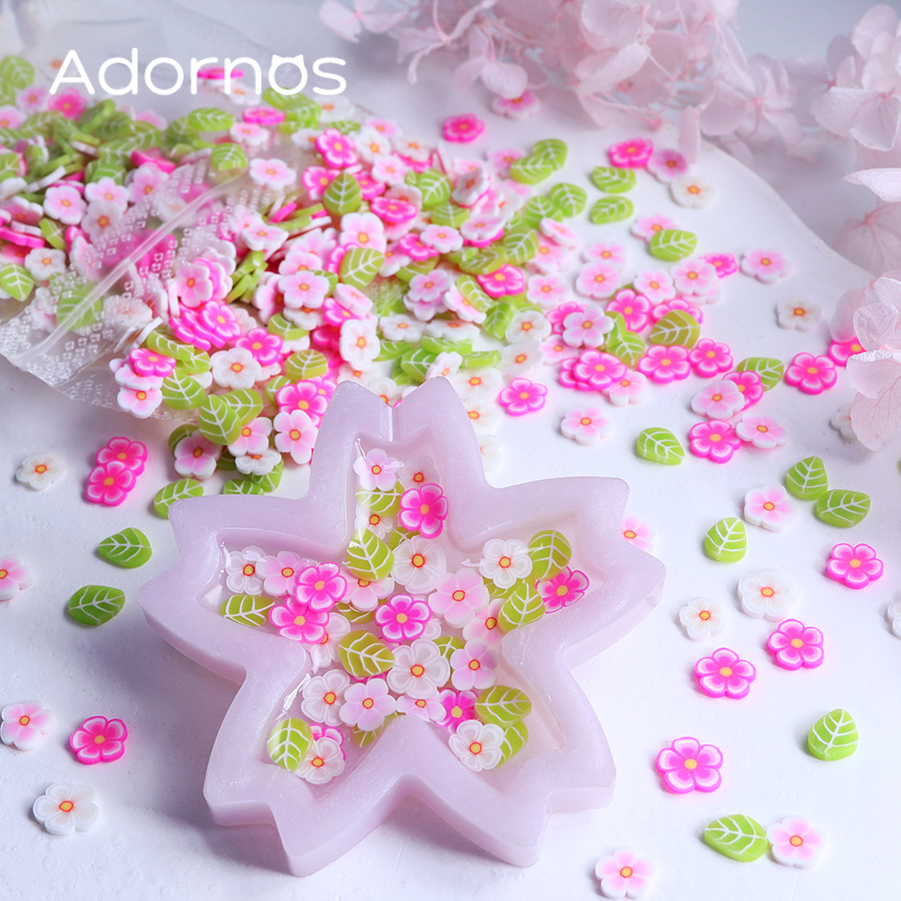 10g Pink Flowers Polymer Clay  – обзор и цена Resin Art Uv