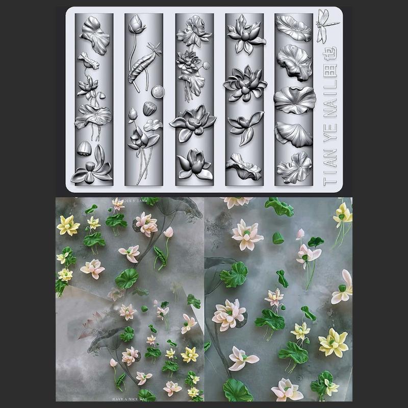 Flowers Series 3D Curved Nail  – обзор и цена Resin Art Template