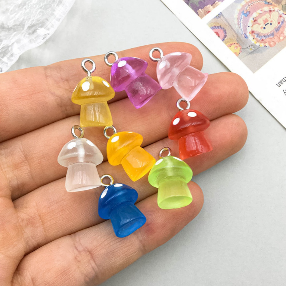 16pcs Luminous Mushroom Charms – обзор и цена Resin Art Earrings