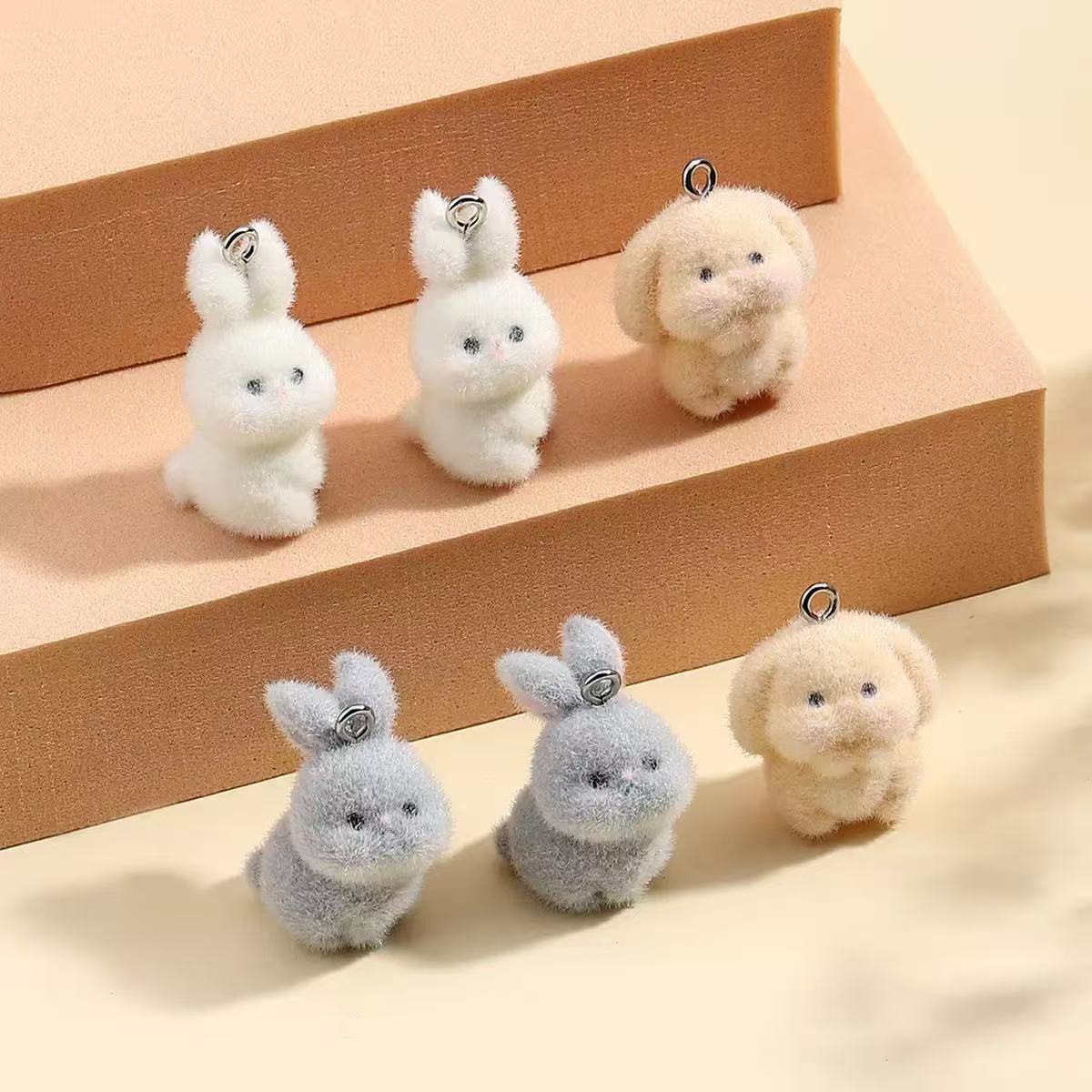10pcs Flocking Little Rabbit R – обзор и цена Resin Art Earrings