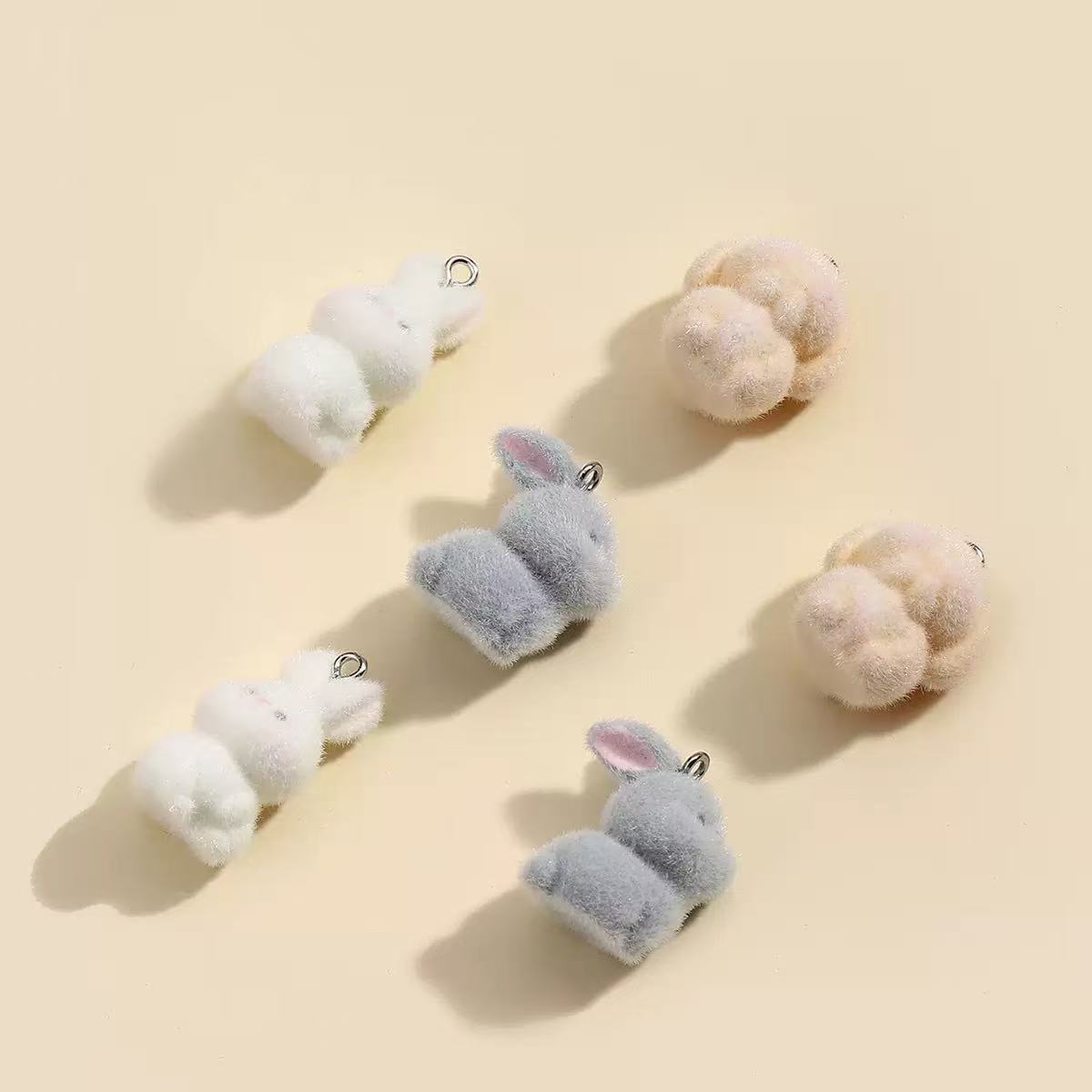 10pcs Flocking Little Rabbit R – обзор и цена Resin Art Earrings