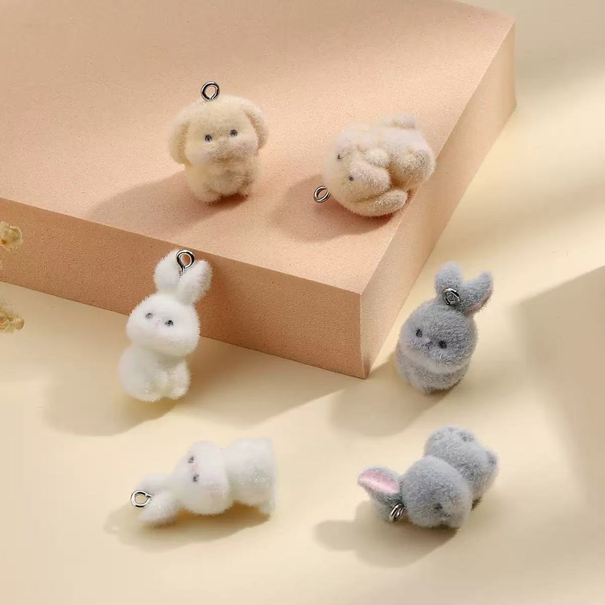 10pcs Flocking Little Rabbit R – обзор и цена Resin Art Earrings
