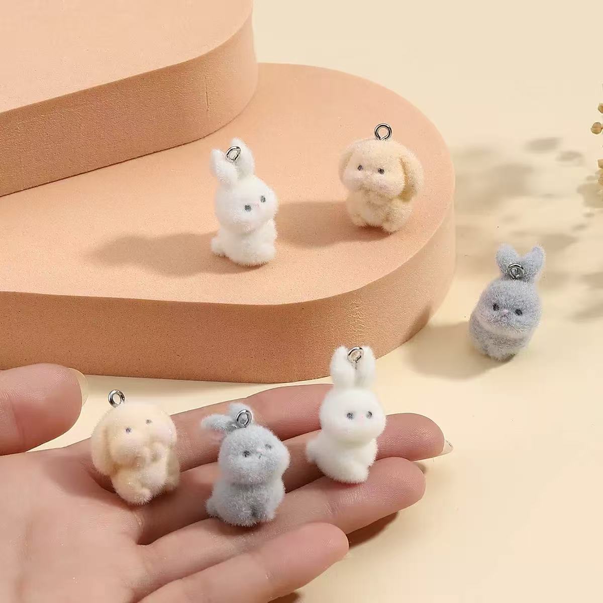 10pcs Flocking Little Rabbit R – обзор и цена Resin Art Earrings