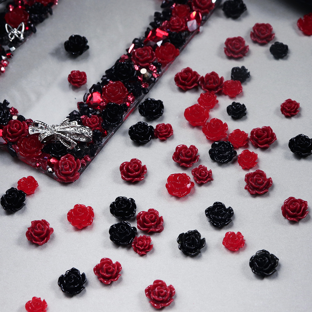 100pcs Red & Black Resin Rose  – обзор и цена Resin Art Rose Petals