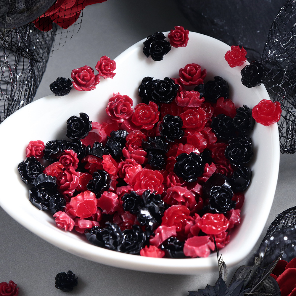 100pcs Red & Black Resin Rose  – обзор и цена Resin Art Rose Petals